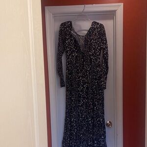 Free People Black and Cream Long Sleeve Dress, size small